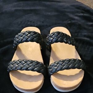 Cliffs by WHITE MOUNTAIN Black Braided Double-Strap Slide Sandals